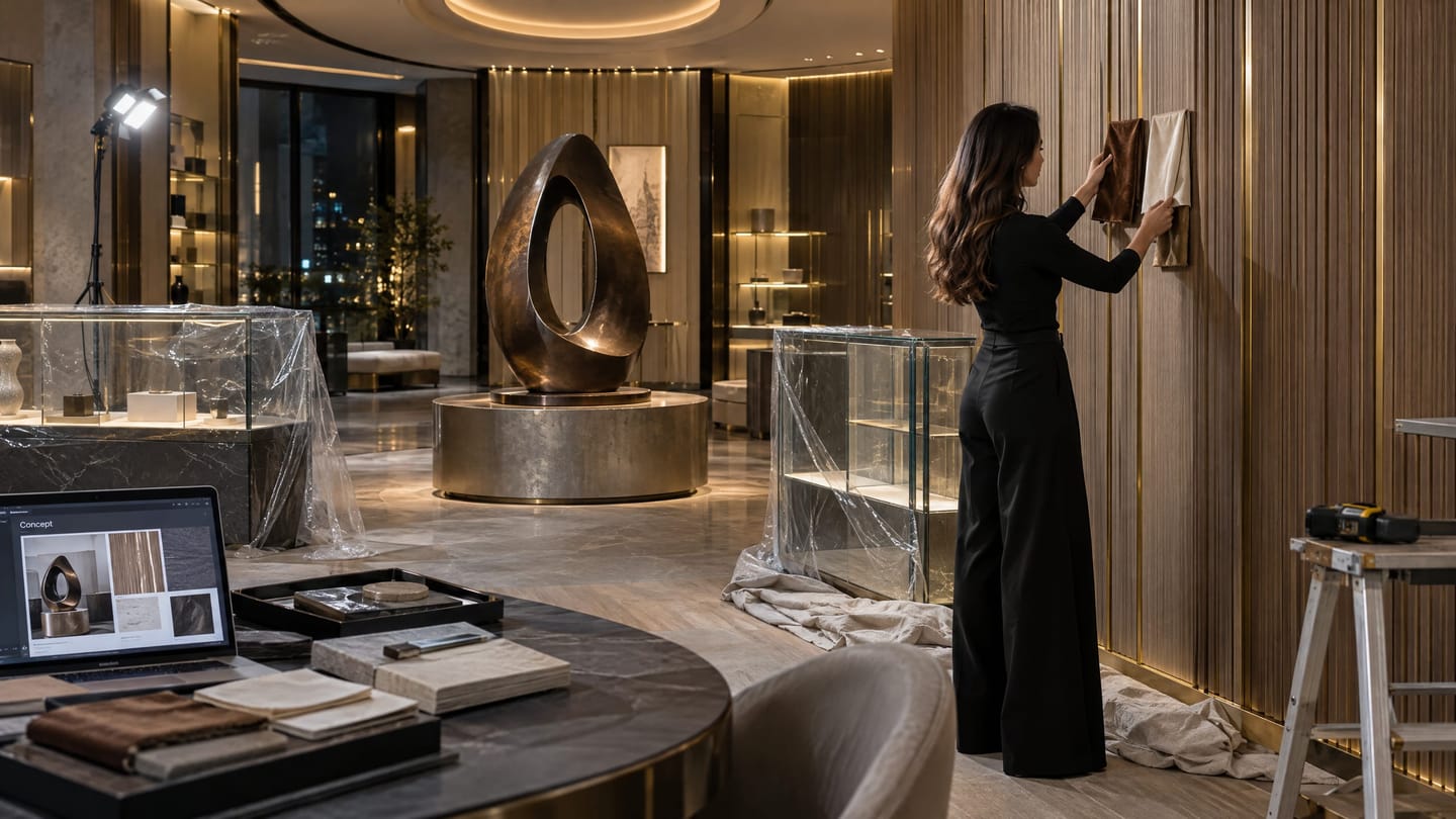 A boutique being renewed around its original signature display piece.